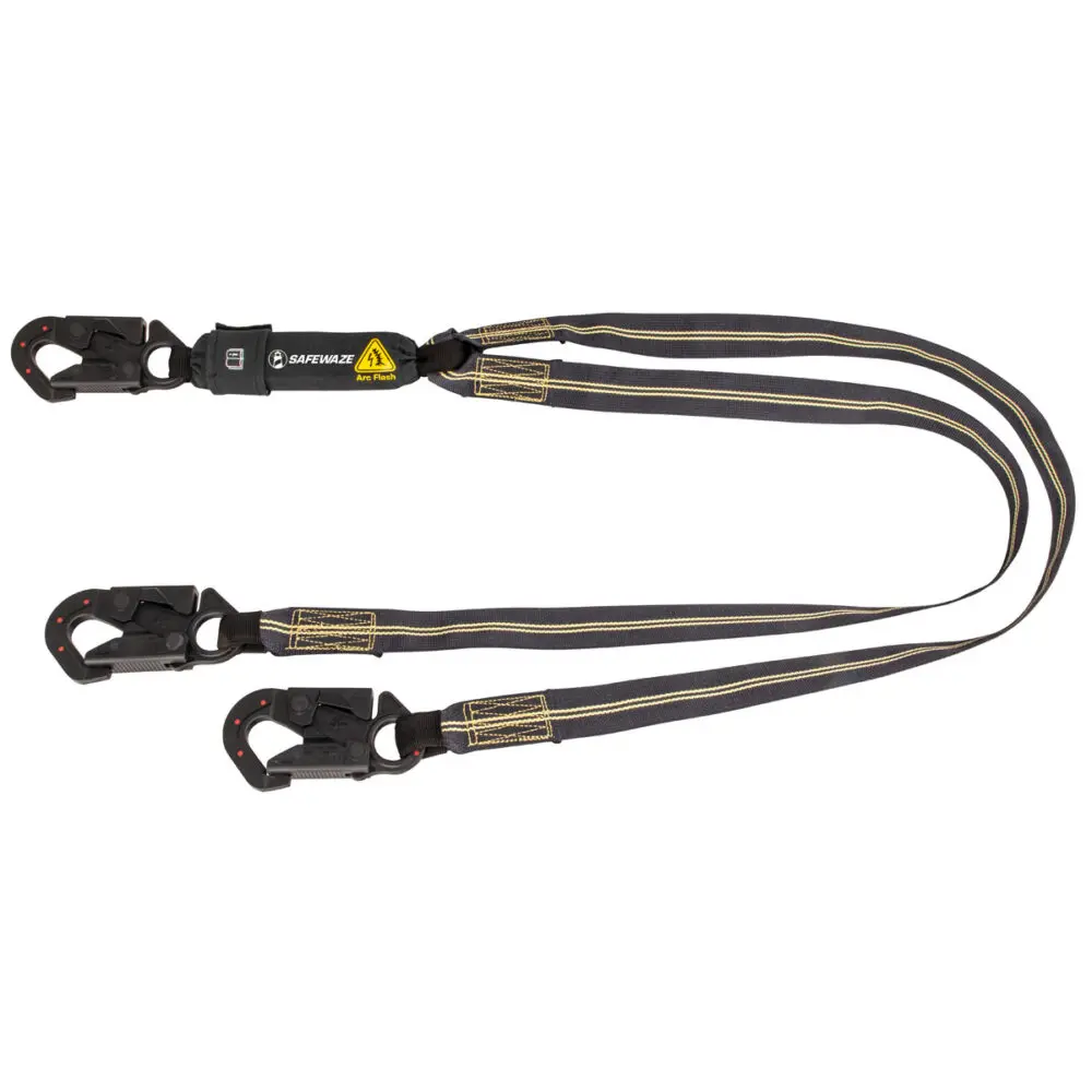 Arc Flash 6′ Energy Absorbing Lanyard: Aramid, Dual Leg, Dielectric Snap Hooks 1