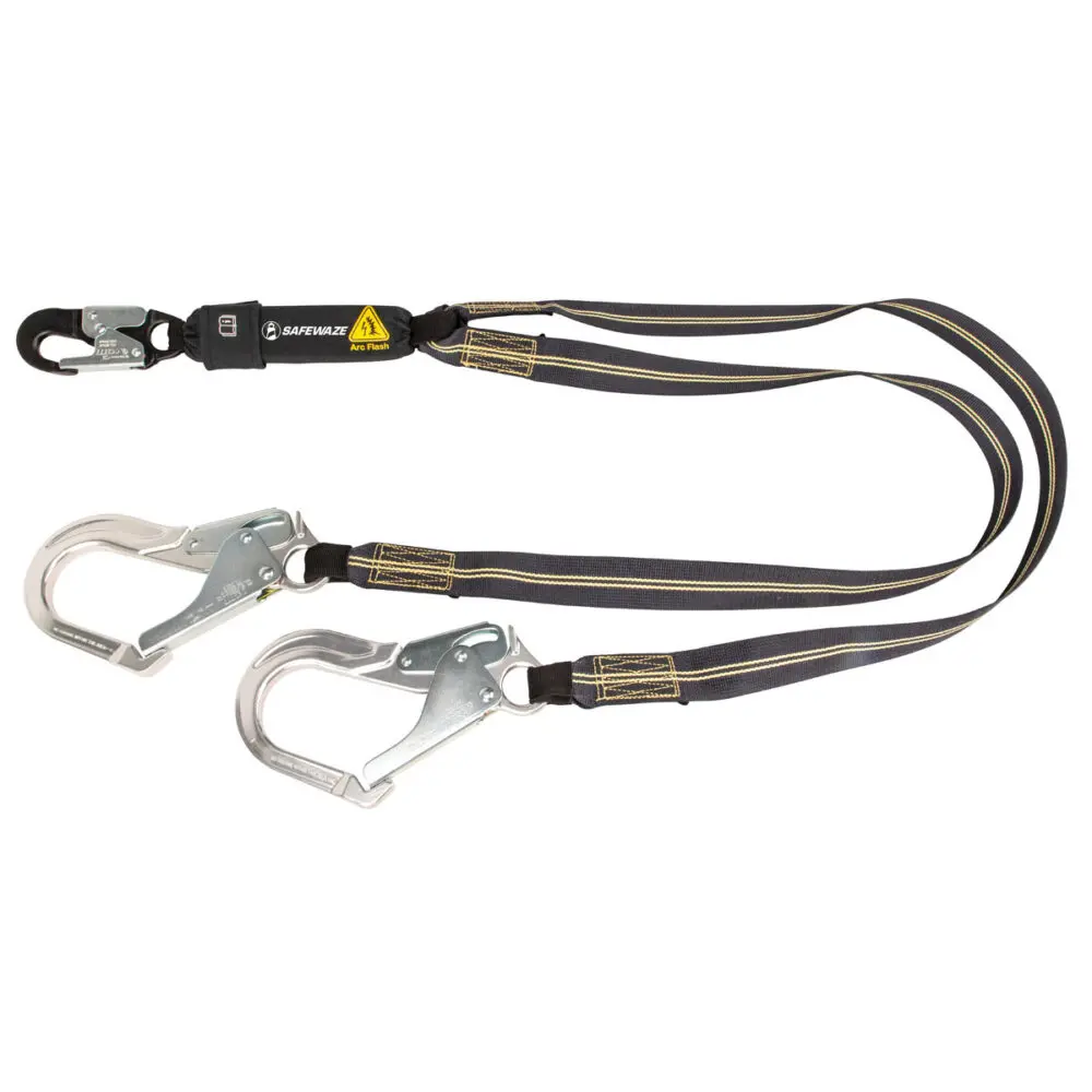 Arc Flash 6′ Energy Absorbing Lanyard: Aramid, Dual Leg, Alu Rebar Hooks 1