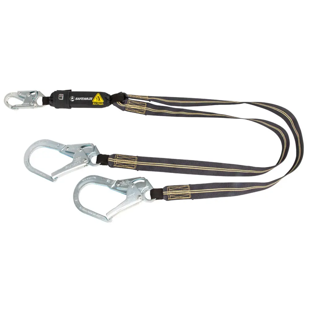 Arc Flash 6′ Energy Absorbing Lanyard: Aramid, Dual Leg, Rebar Hooks 1