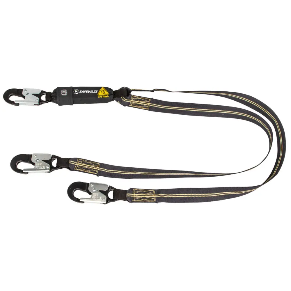 Arc Flash 6′ Energy Absorbing Lanyard: Aramid, Dual Leg, Alu Snap Hooks 1