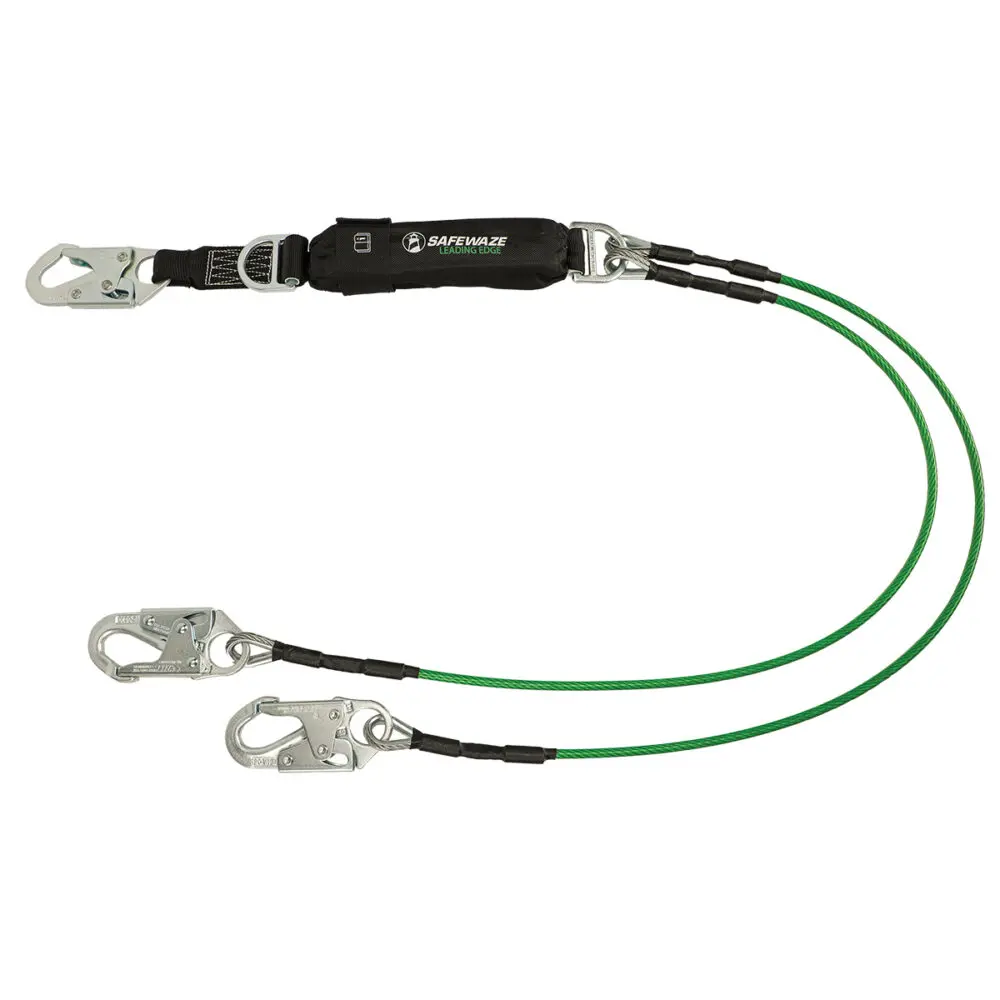 Leading Edge 6′ Energy Absorbing Lanyard: D-Ring, Dual Leg, Snap Hooks 1