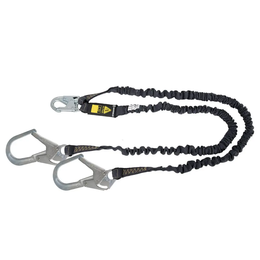Arc Flash 6′ Internal Energy Absorbing Lanyard: Aramid, Dual Leg, Rebar Hooks 1