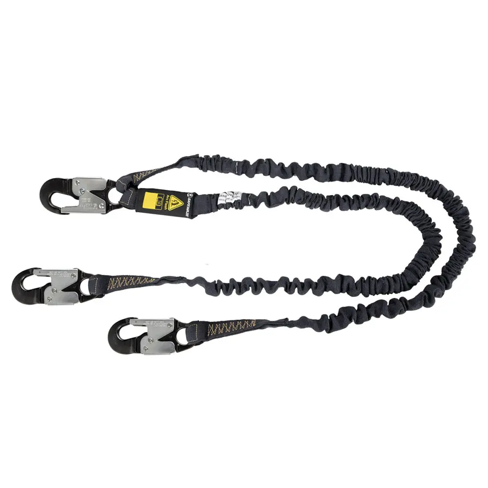 Arc Flash 6′ Internal Energy Absorbing Lanyard: Aramid, Dual Leg, Alu Snap Hooks 1