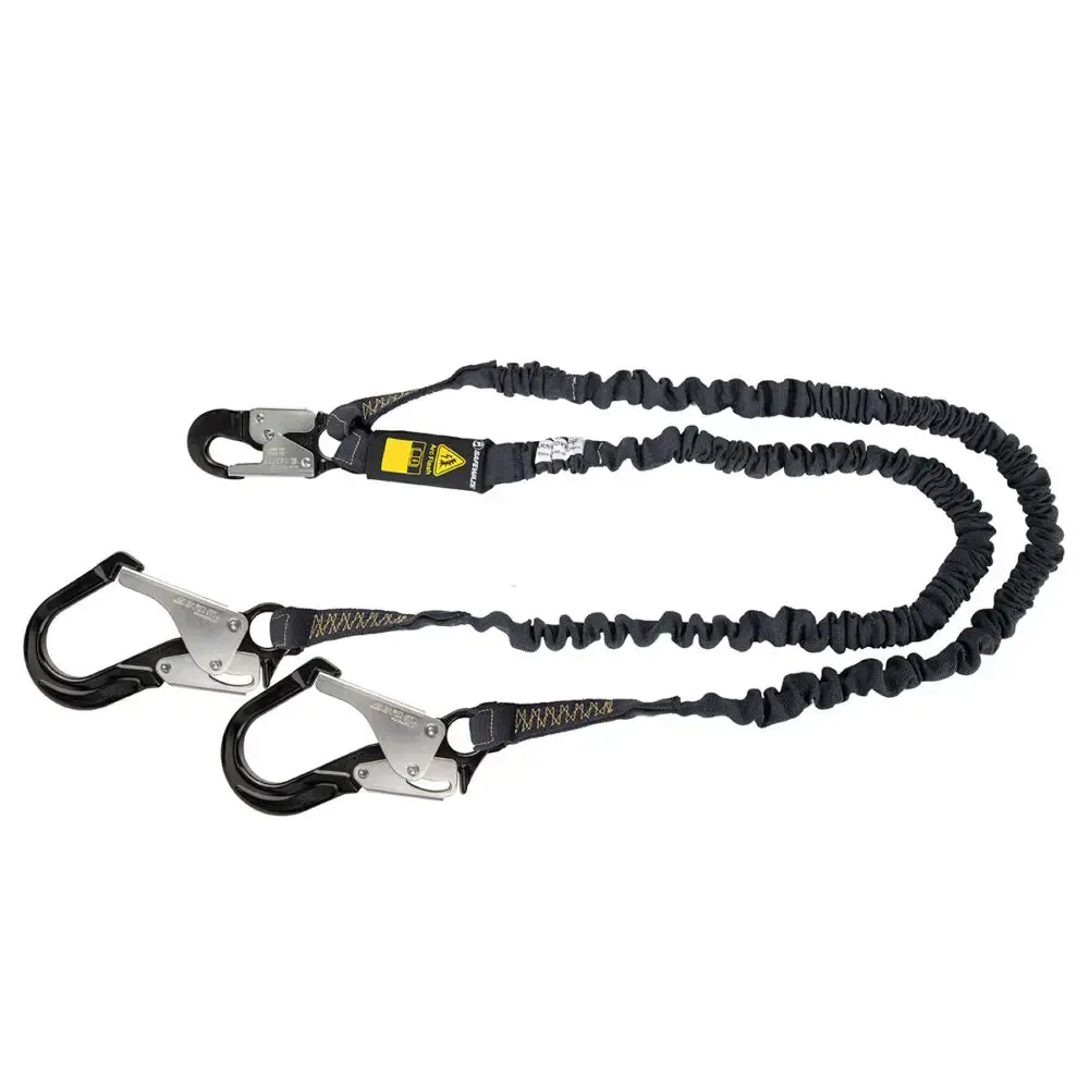Arc Flash 6′ Internal Energy Absorbing Lanyard: Aramid, Dual Leg, Alu Rebar Hooks 1