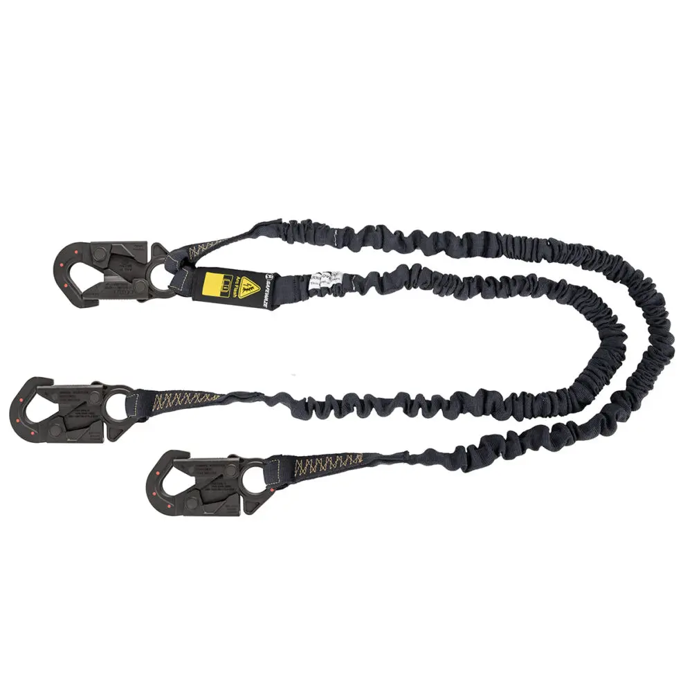 Arc Flash 6′ Internal Energy Absorbing Lanyard: Aramid, Dual Leg, Dielectric Snap Hooks 1
