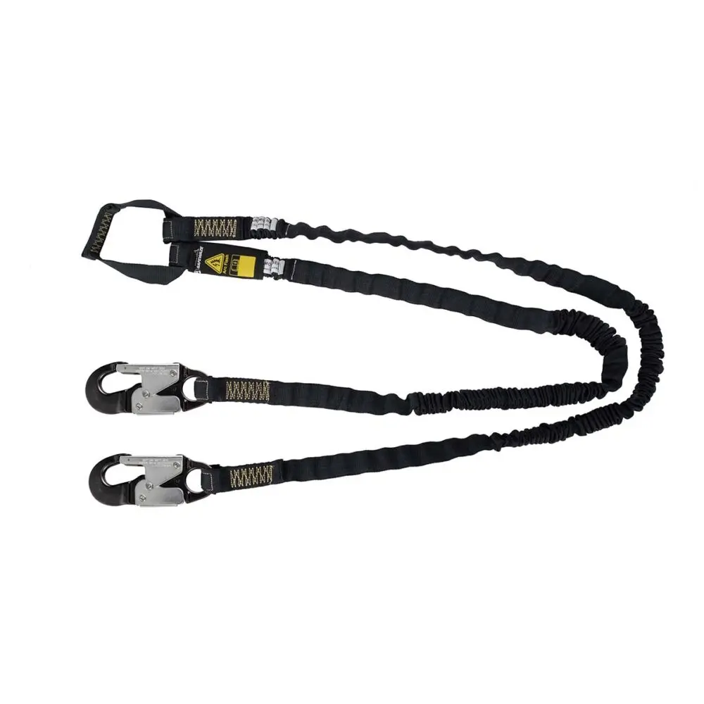 Arc Flash 6′ Internal Energy Absorbing Lanyard: Aramid, Dual Leg, Soft Loop, Alu Snap Hook 1