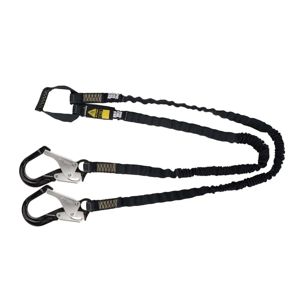 Arc Flash 6′ Internal Energy Absorbing Lanyard: Aramid, Dual Leg, Soft Loop, Alu Rebar Hook 1