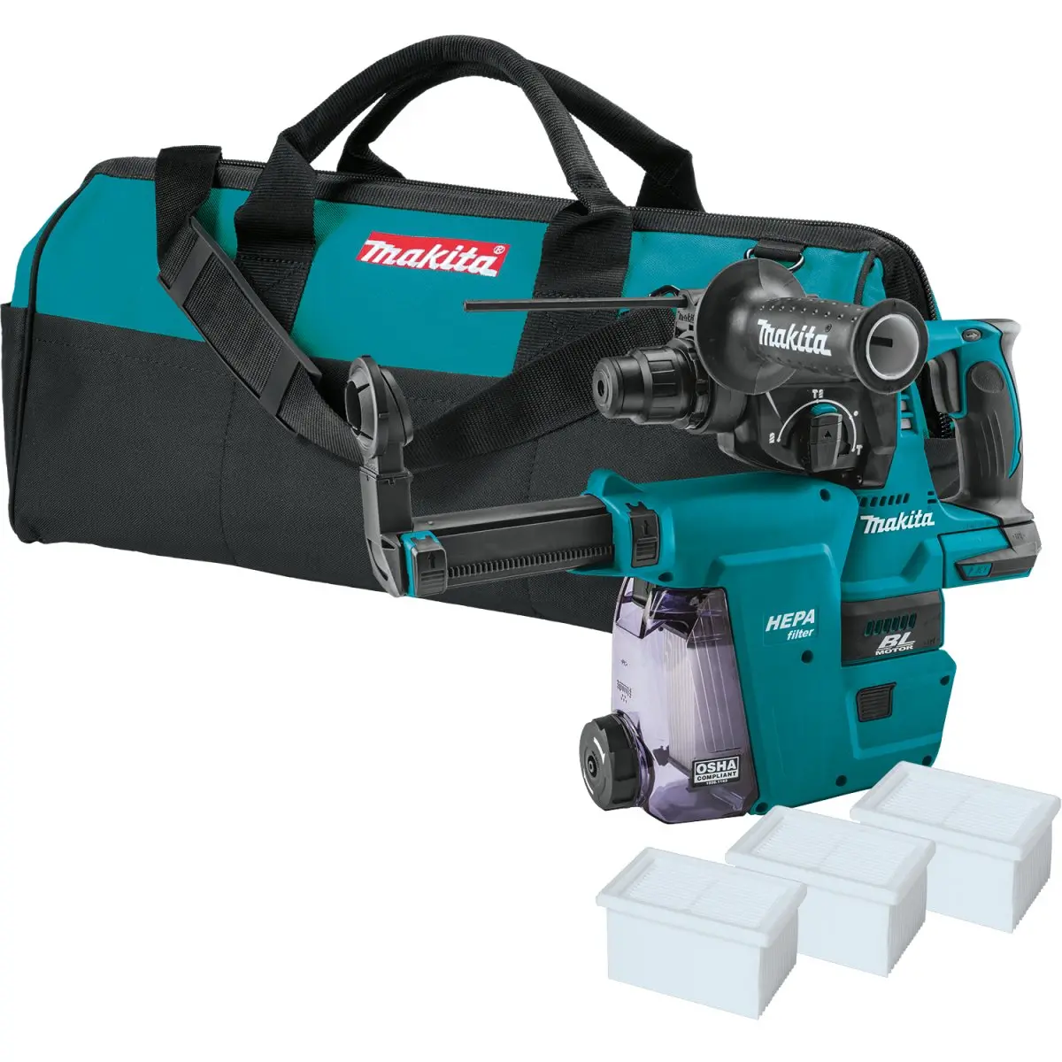 18V Lxt® Lithium‑Ion Brushless Cordless 1" Rotary Hammer, Accepts Sds‑Plus Bits, W/ Hepa Dust Extractor Attachment, Tool Only 1