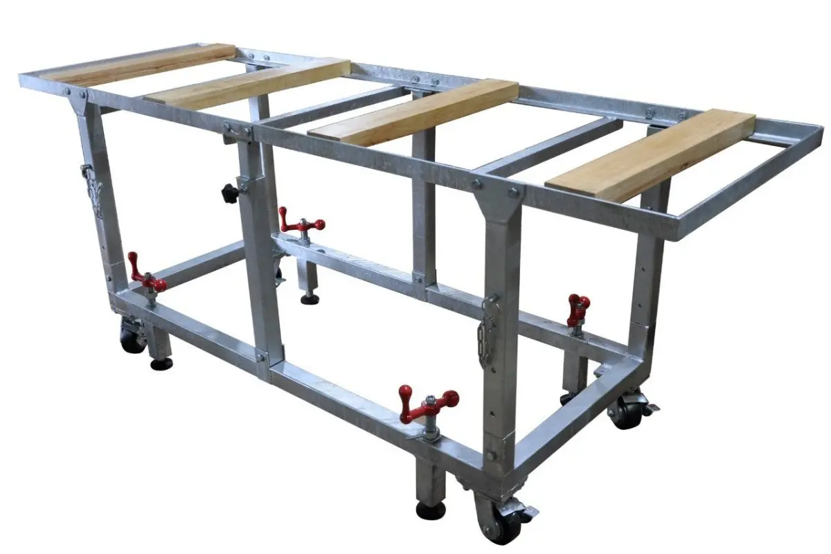 27" Adjustable Height Galvanized Fabrication Work Table With 4 Levelers / Stabilizers 1