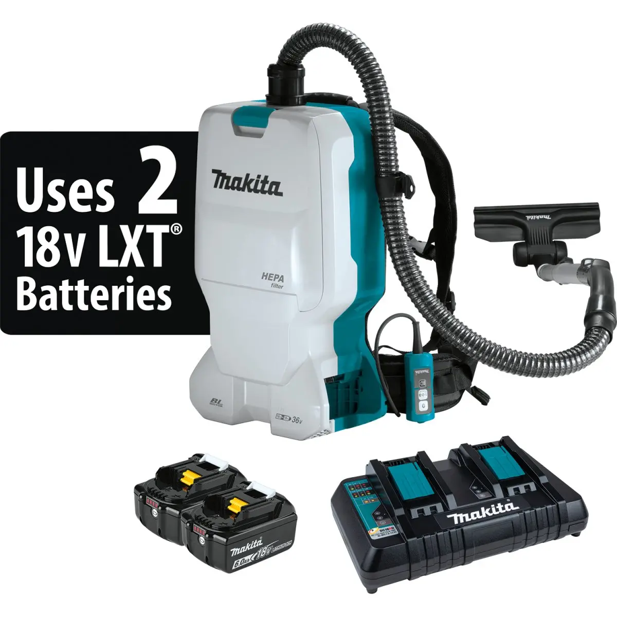 36V (18V X2) Lxt® Brushless 1.6 Gallon Hepa Filter Backpack Dry Vacuum 1