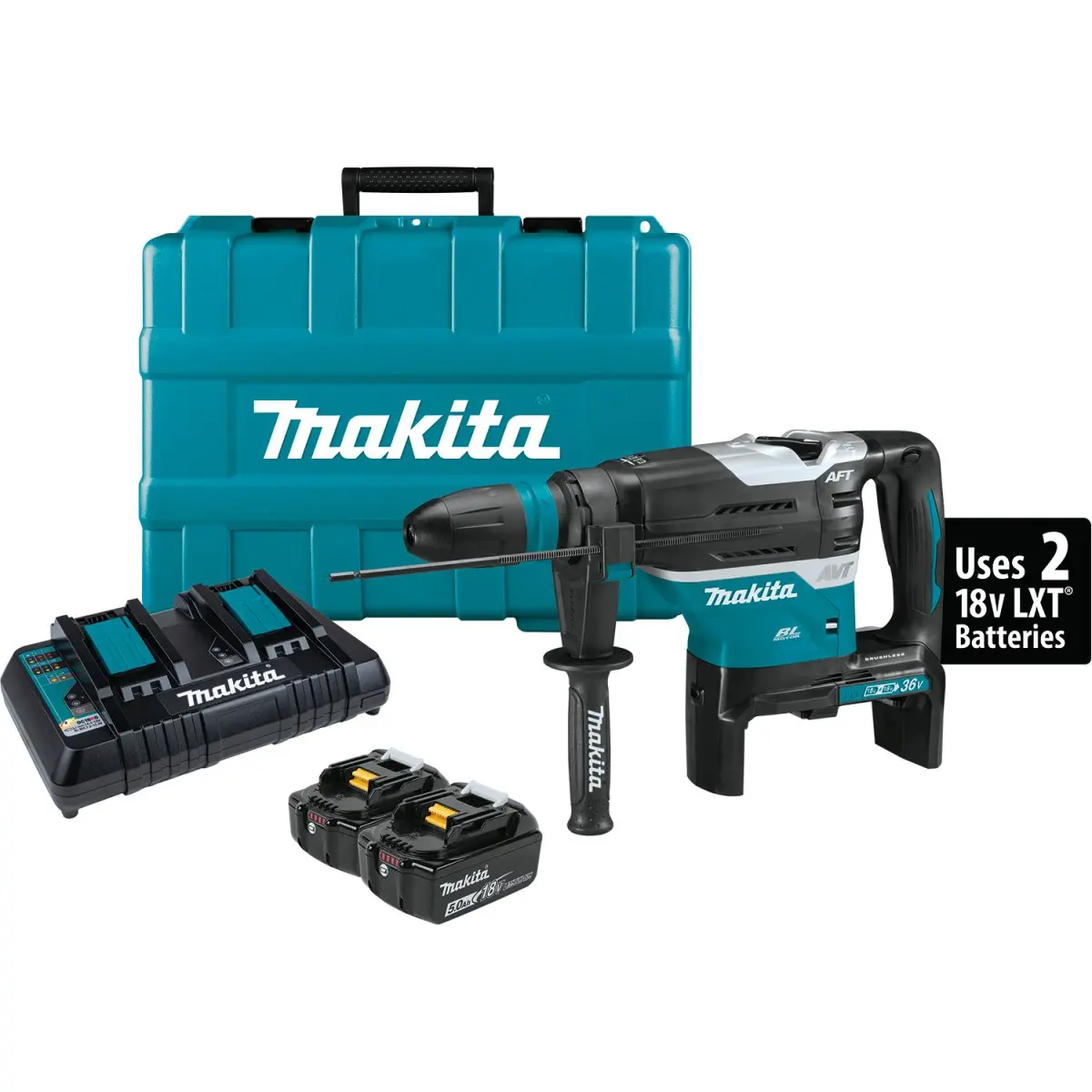 36V (18V X2) Lxt® Brushless 1‑9/16" Advanced Avt® Rotary Hammer Kit, Sds‑Max, Aft®, Aws® (5.0Ah) 1