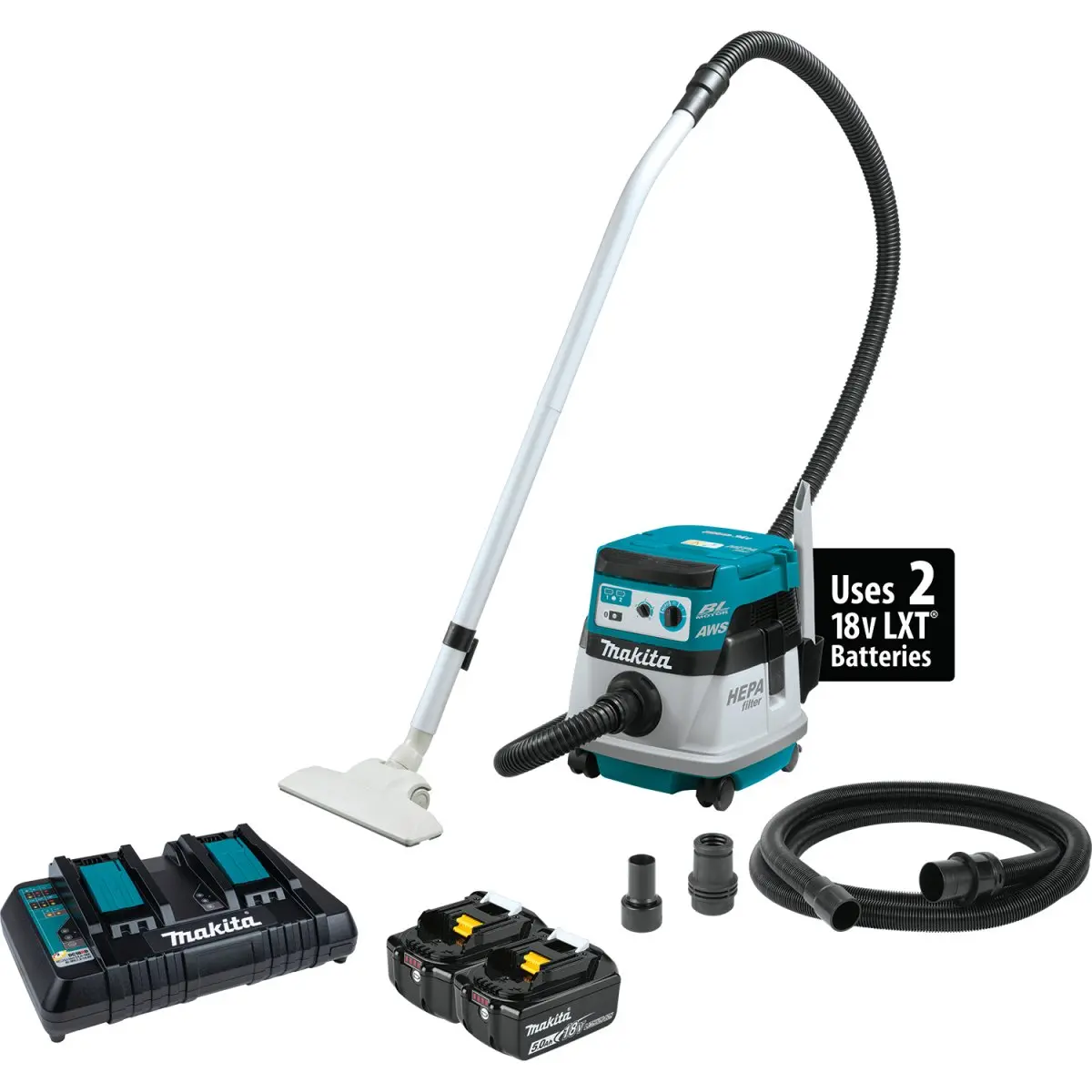 36V (18V X2) Lxt® Brushless 2.1 Gallon Hepa Filter Dry Dust Extractor/Vacuum, Aws® (5.0Ah) 1