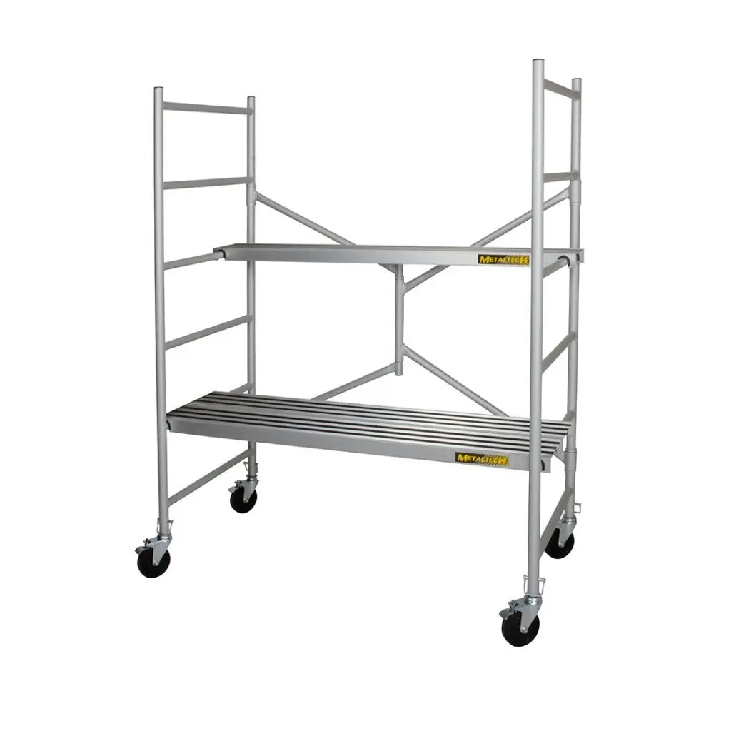 6' High Portable Aluminum Scaffold With 5" Casters And 3 Anti-Slip Platforms 1