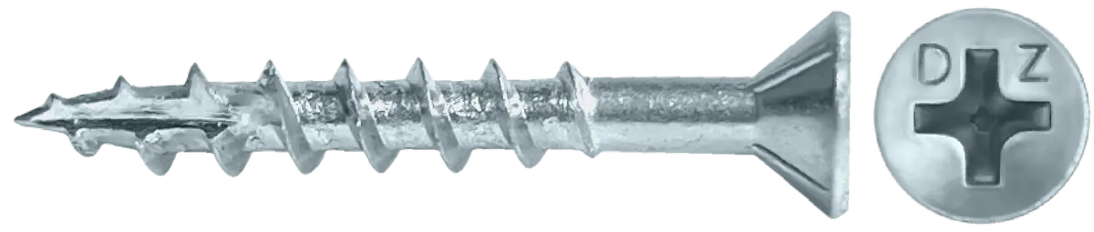 Lok Wood Screws- Phillips Flat With Nibs Coarse Type 17 (Zinc) 1
