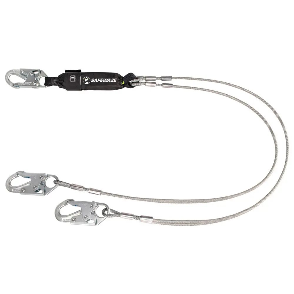 Pro 6′ Cable Energy Absorbing Lanyard: Dual Leg, Snap Hooks 1
