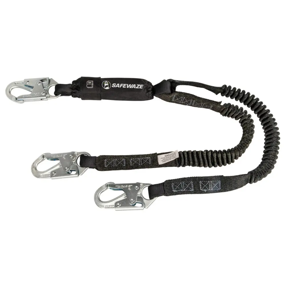 Pro 6′ Stretch Energy Absorbing Lanyard: Dual Leg, Snap Hooks 1