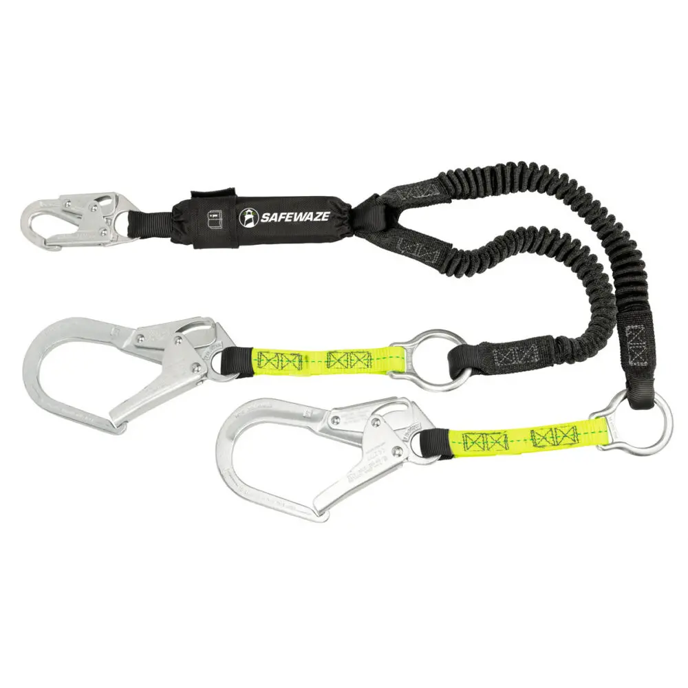 Pro 6′ Stretch Energy Absorbing Lanyard: Rebar Hooks, Rescue Rings 1