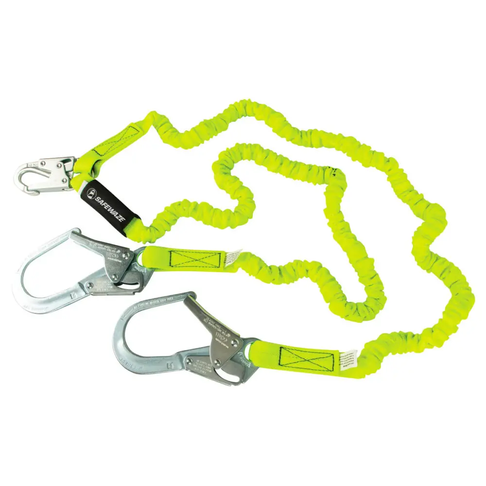 Pro 6′ Stretch Internal Energy Absorbing Lanyard: Dual Leg, Rebar Hooks 1