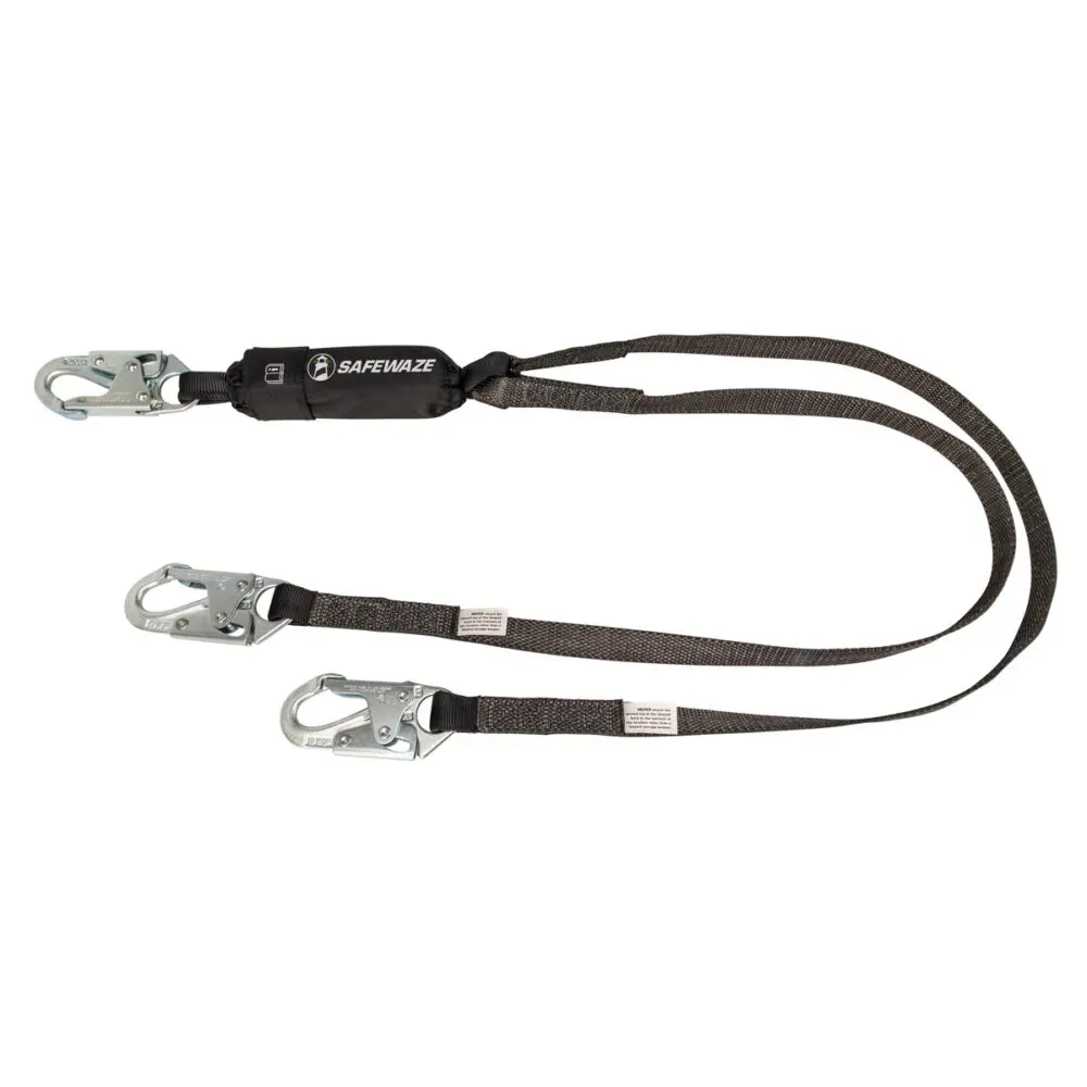 Heavyweight 6′ Energy Absorbing Lanyard: Dual Leg, Snap Hooks 1