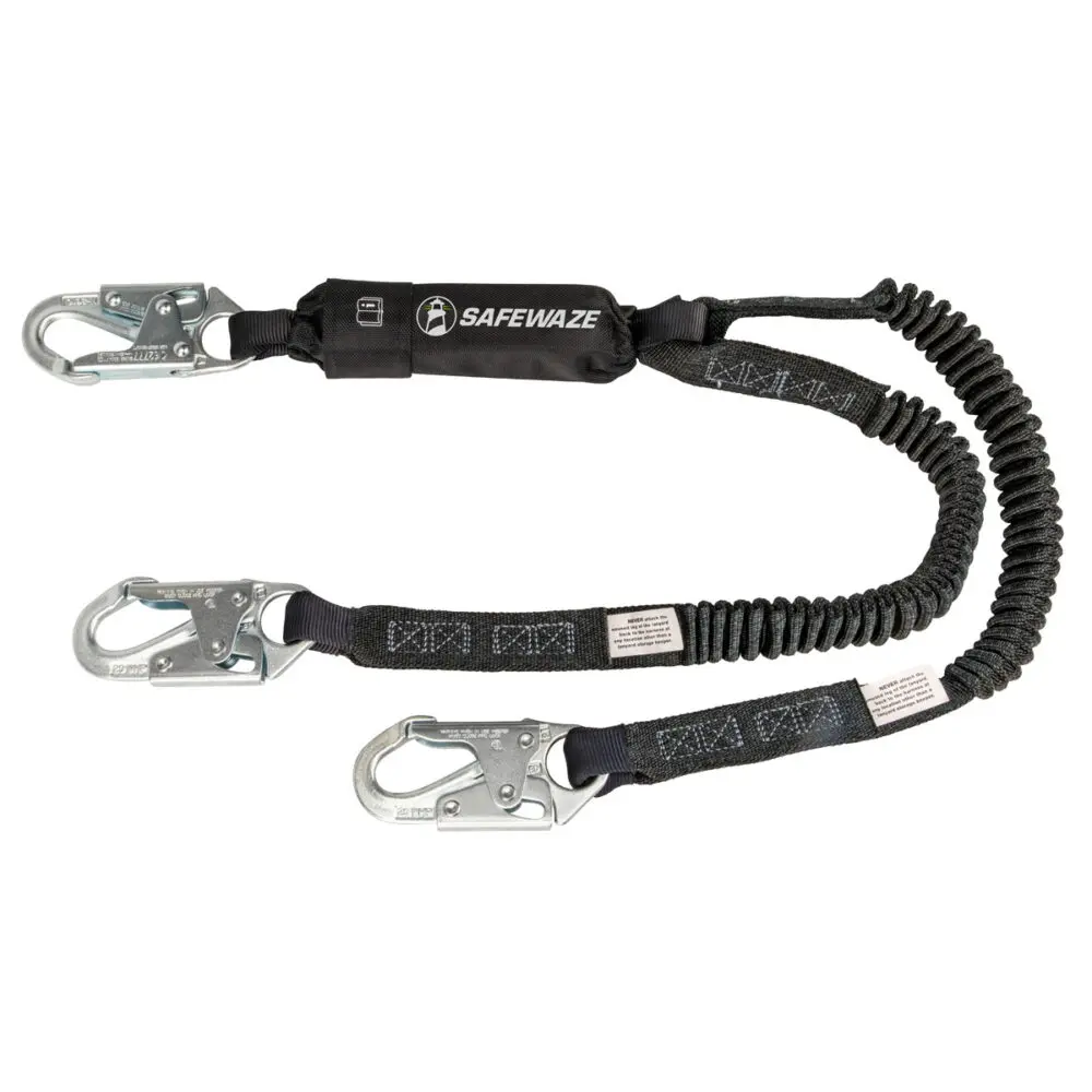 Pro 6′ Stretch Energy Absorbing Lanyard: 12′ Ff Dual Leg, Snap Hooks 1