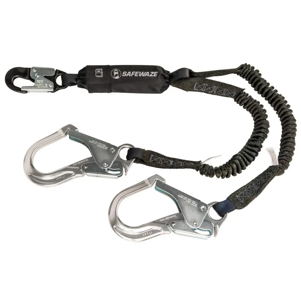 Pro 6′ Stretch Energy Absorbing Lanyard: 12′ Ff Dual Leg, Alu Rebar Hooks 1