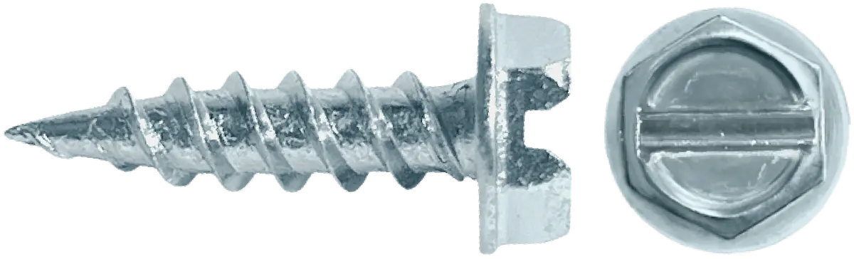 Needle Point Screws - Slotted Hex Washer Head (Zinc) 1