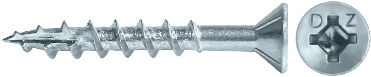 Lok Wood Screws- Square  Phillips Flat With Nibs Coarse Type 17 (Zinc) 1