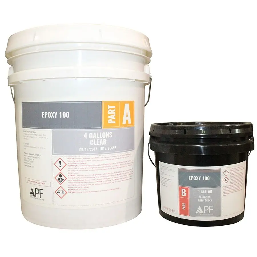 Apf Epoxy 100 Water Based Clear Epoxy, 5 Gl Kit (4 Gl Part A, 1 Gl Part B) 1