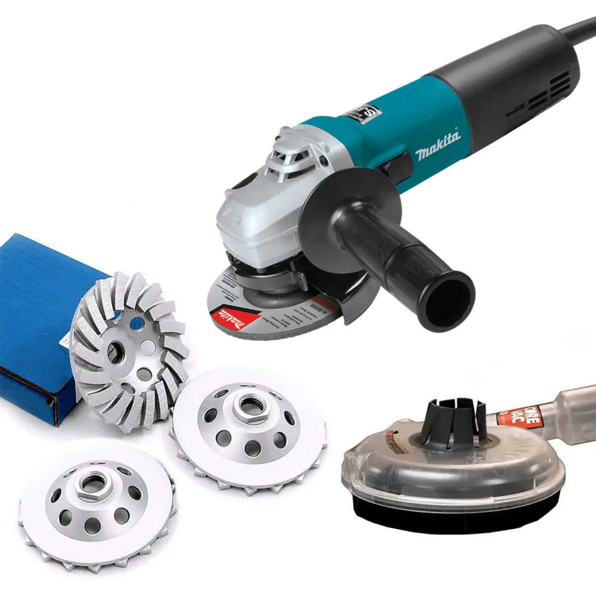 Makita Grinder With Grinding Cup Wheels And Dust Shroud - Sale 1