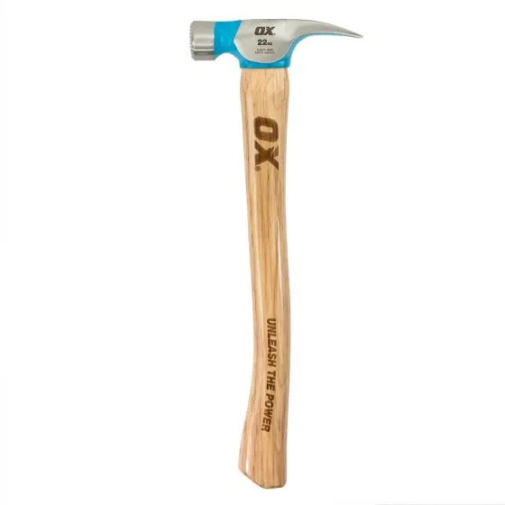 Ox Pro 22-Ounce Milled Face Framing Hammer | Curved Hickory Handle 1