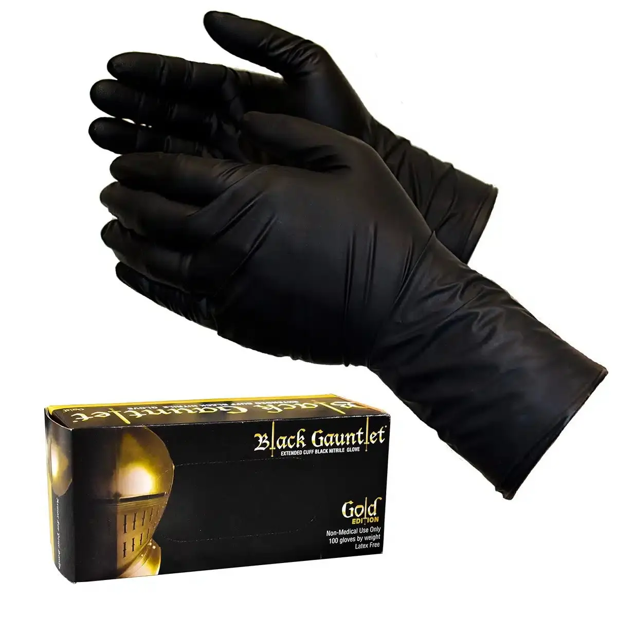 Shubee Black Gauntlet Gold Edition Black Nitrile Gloves 1