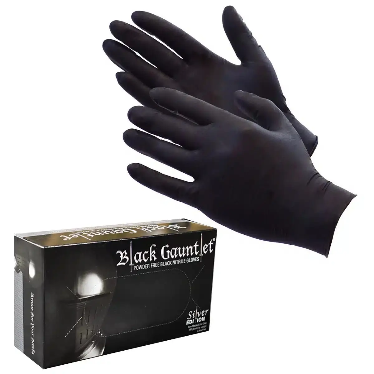 Shubee Black Gauntlet Silver Edition Black Nitrile Gloves 1