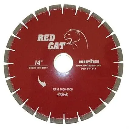 Weha Red Cat 14" Diamond Bridge Saw Blade For Granite, Quartz, Quartzite, Marble 1