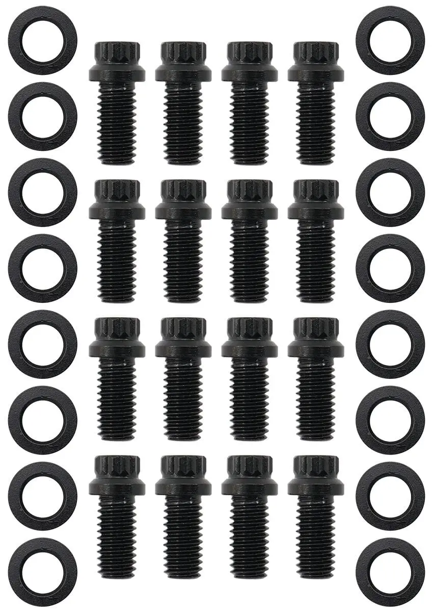 Small-Block Chevy Black-Anodized Header Bolts – 3/8"-16 × 0.750", Uhl Style 1