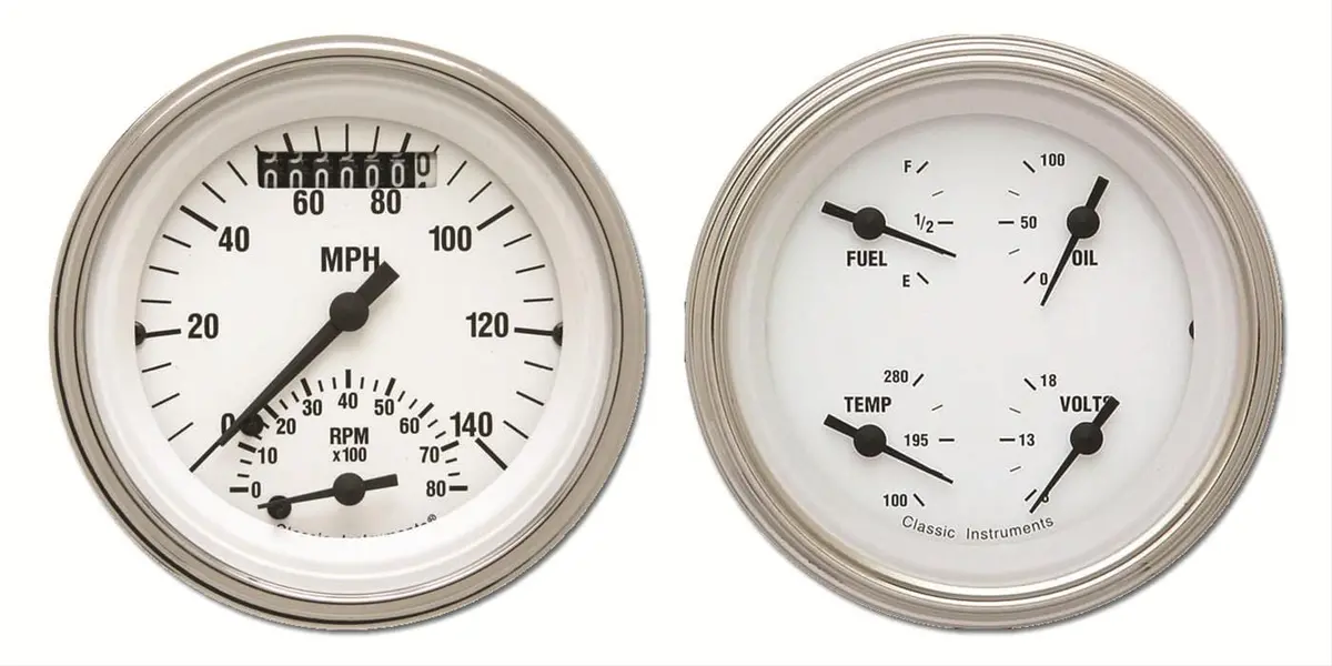 Classic Instruments Wh32Slc White Hot Series Gauge Set – Analog Speedometer & Tachometer Combo 1