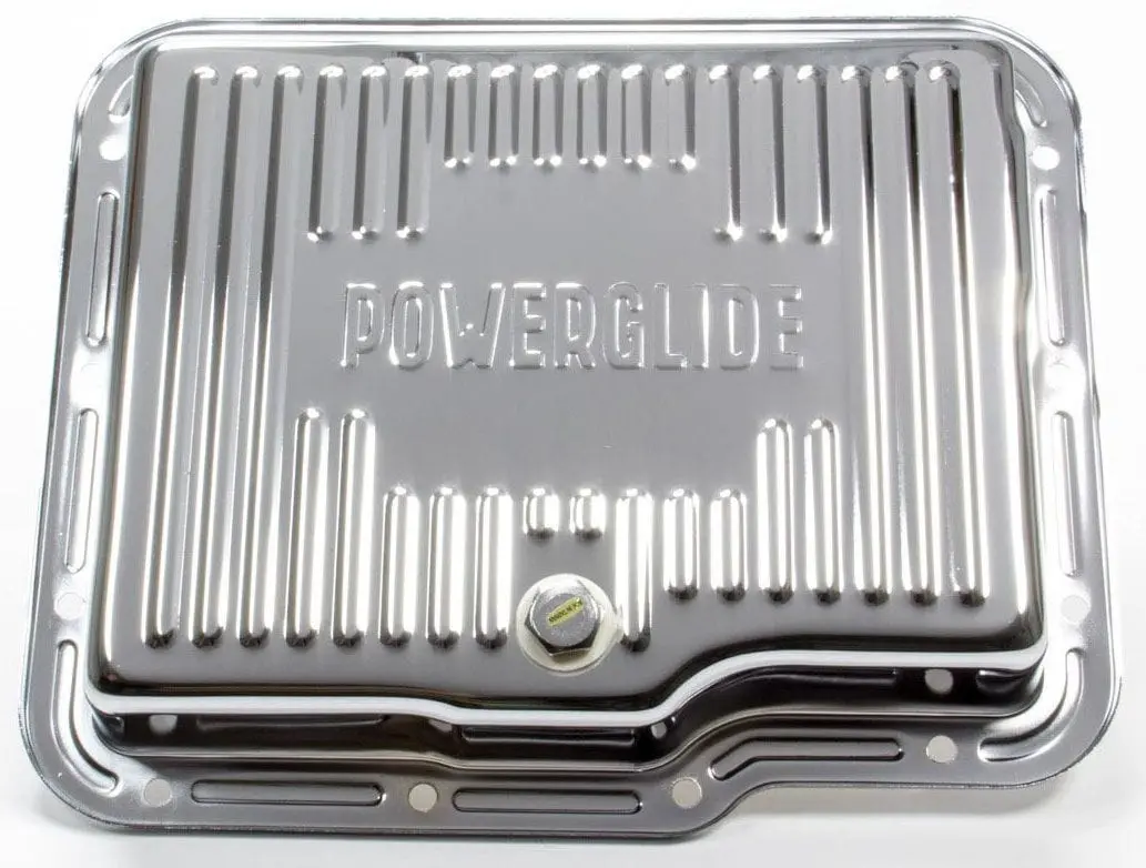 Chrome-Finished Finned Powerglide Transmission Pan - Rpcr9124 1